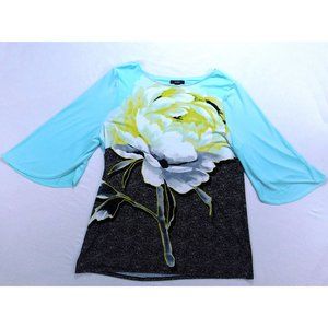 Alfani Women's Blouse in Teal & Black Multicolor, Size XL